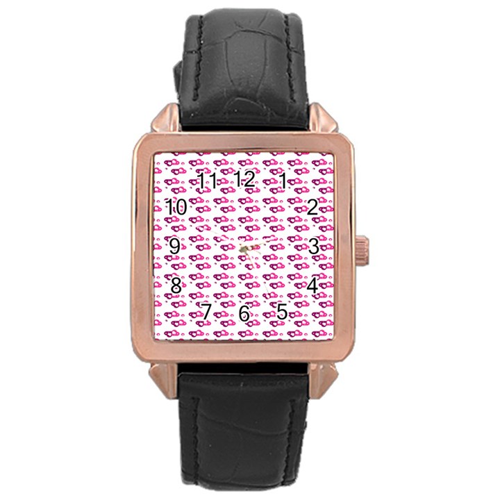 Heart Love Pink Purple Rose Gold Leather Watch 