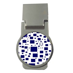 Illustrated Blue Squares Money Clips (round) 