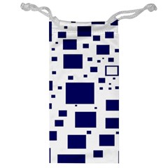 Illustrated Blue Squares Jewelry Bag by Mariart