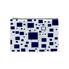 Illustrated Blue Squares Cosmetic Bag (medium) 