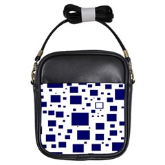 Illustrated Blue Squares Girls Sling Bags by Mariart