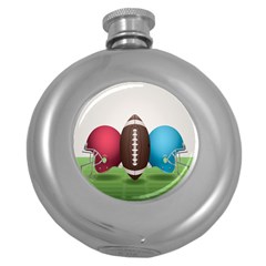 Helmet Ball Football America Sport Red Brown Blue Green Round Hip Flask (5 Oz) by Mariart