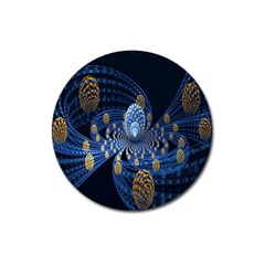 Fractal Balls Flying Ultra Space Circle Round Line Light Blue Sky Gold Magnet 3  (round) by Mariart