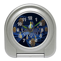 Fractal Balls Flying Ultra Space Circle Round Line Light Blue Sky Gold Travel Alarm Clocks by Mariart