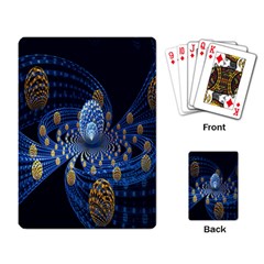 Fractal Balls Flying Ultra Space Circle Round Line Light Blue Sky Gold Playing Card by Mariart
