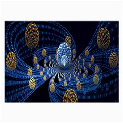 Fractal Balls Flying Ultra Space Circle Round Line Light Blue Sky Gold Large Glasses Cloth by Mariart