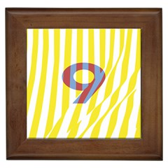 Number 9 Line Vertical Yellow Red Blue White Wae Chevron Framed Tiles by Mariart