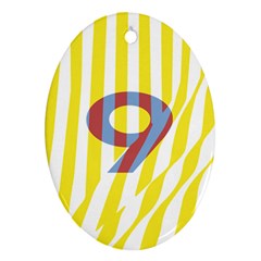 Number 9 Line Vertical Yellow Red Blue White Wae Chevron Ornament (oval)