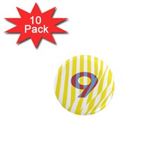 Number 9 Line Vertical Yellow Red Blue White Wae Chevron 1  Mini Magnet (10 Pack) 