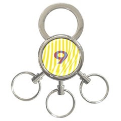 Number 9 Line Vertical Yellow Red Blue White Wae Chevron 3-ring Key Chains by Mariart
