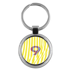 Number 9 Line Vertical Yellow Red Blue White Wae Chevron Key Chains (round)  by Mariart