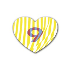 Number 9 Line Vertical Yellow Red Blue White Wae Chevron Rubber Coaster (heart)  by Mariart