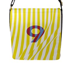 Number 9 Line Vertical Yellow Red Blue White Wae Chevron Flap Messenger Bag (l) 