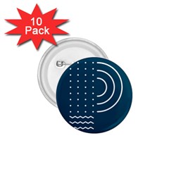 Parachute Water Blue Waves Circle White 1 75  Buttons (10 Pack)
