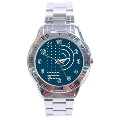 Parachute Water Blue Waves Circle White Stainless Steel Analogue Watch by Mariart