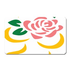 Pink Rose Ribbon Bouquet Green Yellow Flower Floral Magnet (rectangular) by Mariart