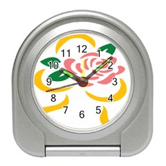 Pink Rose Ribbon Bouquet Green Yellow Flower Floral Travel Alarm Clocks by Mariart