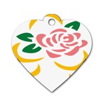 Pink Rose Ribbon Bouquet Green Yellow Flower Floral Dog Tag Heart (Two Sides) Front