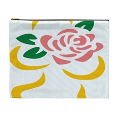 Pink Rose Ribbon Bouquet Green Yellow Flower Floral Cosmetic Bag (xl)