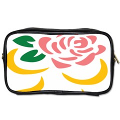 Pink Rose Ribbon Bouquet Green Yellow Flower Floral Toiletries Bags