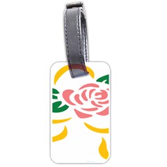 Pink Rose Ribbon Bouquet Green Yellow Flower Floral Luggage Tags (one Side) 