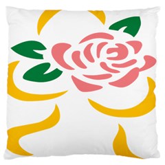 Pink Rose Ribbon Bouquet Green Yellow Flower Floral Large Cushion Case (two Sides)