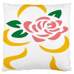 Pink Rose Ribbon Bouquet Green Yellow Flower Floral Large Flano Cushion Case (two Sides)