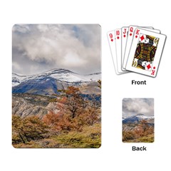 Forest And Snowy Mountains, Patagonia, Argentina Playing Card by dflcprints