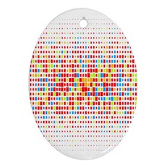 Random Sized Cube Multiple Plaid Color Rainbow Ornament (oval)