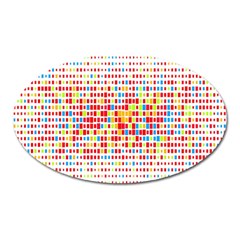 Random Sized Cube Multiple Plaid Color Rainbow Oval Magnet by Mariart