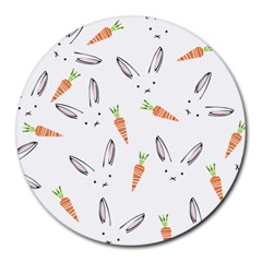 Rabbit Carrot Pattern Weft Step Face Round Mousepads by Mariart