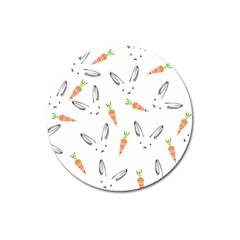 Rabbit Carrot Pattern Weft Step Face Magnet 3  (round) by Mariart