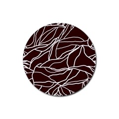 River System Line Brown White Wave Chevron Rubber Round Coaster (4 Pack) 