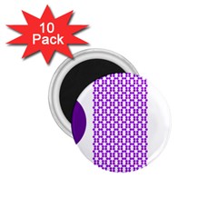 River Hyacinth Polka Circle Round Purple White 1 75  Magnets (10 Pack) 