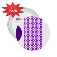 River Hyacinth Polka Circle Round Purple White 2 25  Buttons (10 Pack) 
