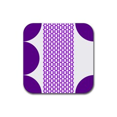 River Hyacinth Polka Circle Round Purple White Rubber Coaster (square) 