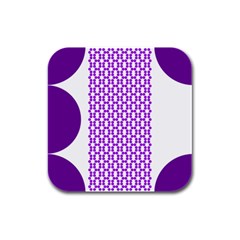 River Hyacinth Polka Circle Round Purple White Rubber Square Coaster (4 Pack) 
