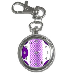 River Hyacinth Polka Circle Round Purple White Key Chain Watches by Mariart