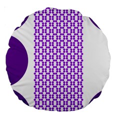River Hyacinth Polka Circle Round Purple White Large 18  Premium Round Cushions