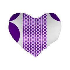 River Hyacinth Polka Circle Round Purple White Standard 16  Premium Heart Shape Cushions by Mariart