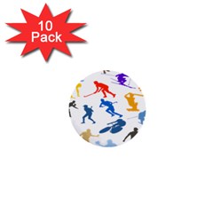 Sport Player Playing 1  Mini Buttons (10 Pack) 