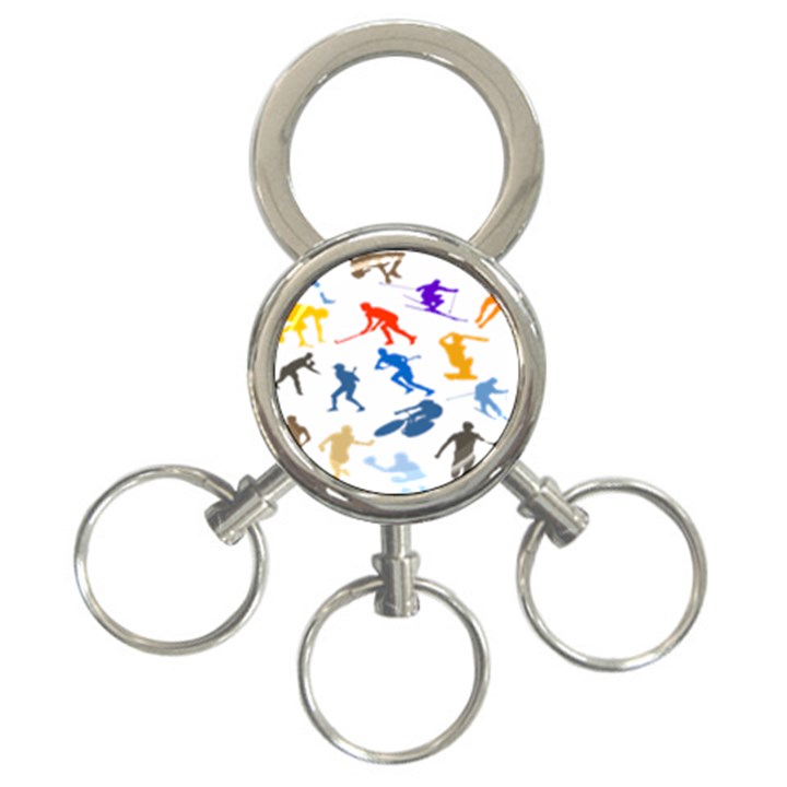 Sport Player Playing 3-Ring Key Chains