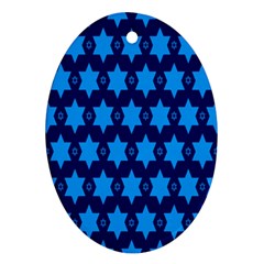 Star Blue Space Wave Chevron Sky Oval Ornament (two Sides)