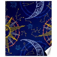 Sun Moon Seamless Star Blue Sky Space Face Circle Canvas 8  X 10  by Mariart