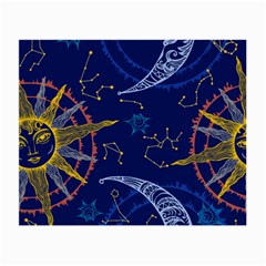 Sun Moon Seamless Star Blue Sky Space Face Circle Small Glasses Cloth (2-side) by Mariart