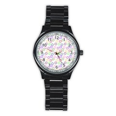 Star Space Color Rainbow Pink Purple Green Yellow Light Neons Stainless Steel Round Watch