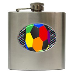 Team Soccer Coming Out Tease Ball Color Rainbow Sport Hip Flask (6 Oz) by Mariart
