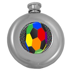 Team Soccer Coming Out Tease Ball Color Rainbow Sport Round Hip Flask (5 Oz) by Mariart