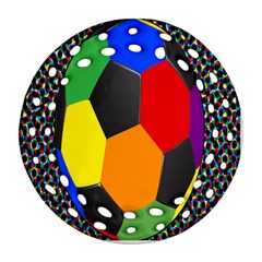 Team Soccer Coming Out Tease Ball Color Rainbow Sport Round Filigree Ornament (two Sides) by Mariart