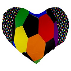 Team Soccer Coming Out Tease Ball Color Rainbow Sport Large 19  Premium Heart Shape Cushions by Mariart